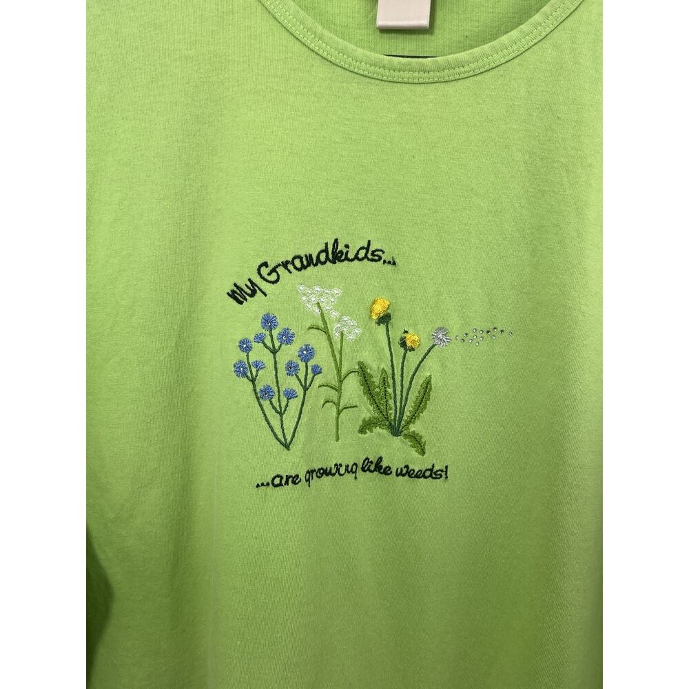 Vintage Grandma T-shirt Large My Grandkids Are Growing Like Weeds Green - Picture 5 of 6